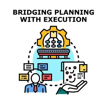 Bridging planning with execution process concept icon Stock Illustration