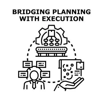 Bridging planning with execution process concept icon Illustrazione stock