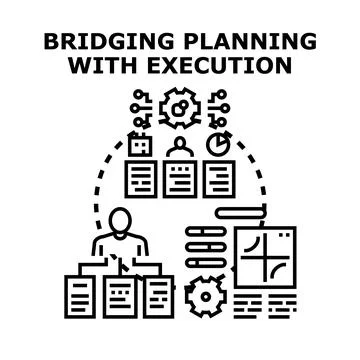 Bridging planning with execution strategy concept Stock Illustration