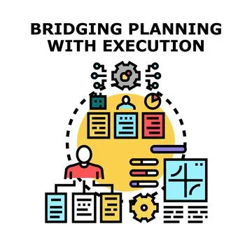 Bridging planning with execution strategy concept Stock Illustration