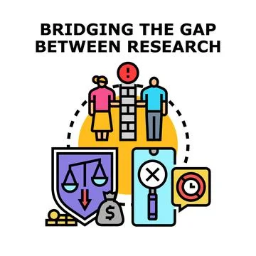 Bridging research gap solving justice and financial problems Stock Illustration