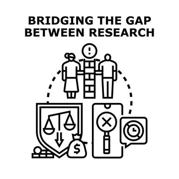 Bridging research gap solving justice and financial problems Stock Illustration