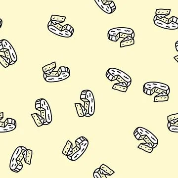 Brie cheese food slice vector seamless pattern Stock Illustration