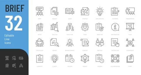 Brief Line Editable Icons set. Stock Illustration