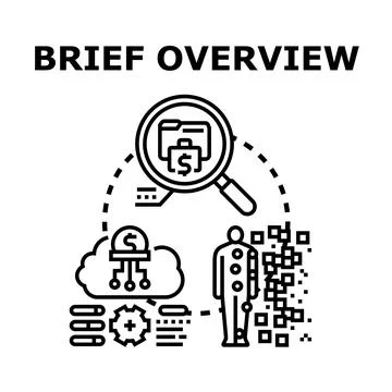 Brief overview financial data analysis and research concept Stock Illustration