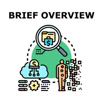 Brief overview financial data analysis and research concept Stock Illustration