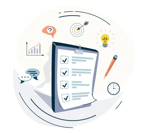 Brief vector background. Summary report document illustration in flat simple Stock Illustration