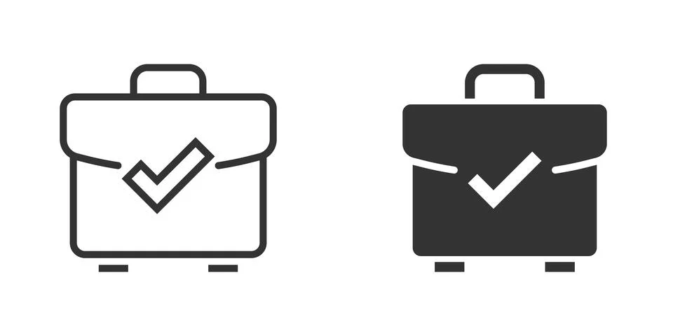Briefcase accept icon in flat style. Portfolio approval vector illustration o Stock Illustration