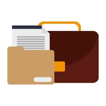 Briefcase and folder with document Stock Illustration
