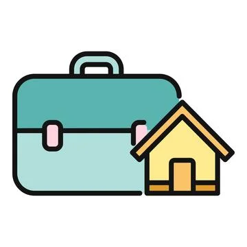 Briefcase and house icon representing remote work at home Stock Illustration