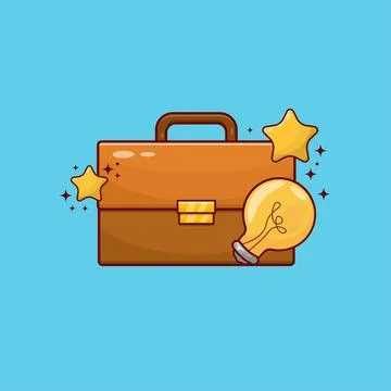 Briefcase and Light Bulb Lamp with Star Symbol Illustration Vector Stock Illustration