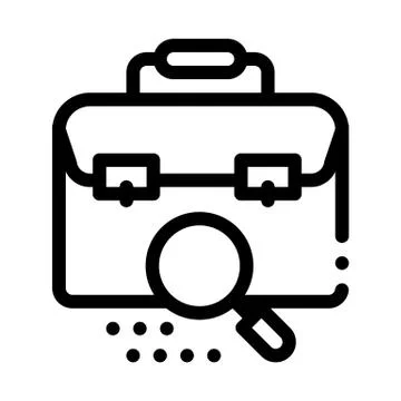 Briefcase bag check icon vector outline illustration Stock-Illustration