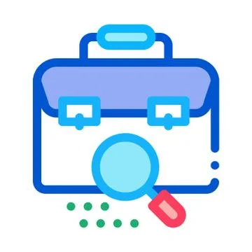 Briefcase bag check icon vector outline illustration Stock-Illustration
