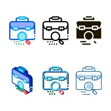 Briefcase bag check icon vector outline series Stock-Illustration