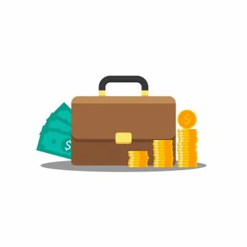 Briefcase, Bag, Coin, Dollar, Vector, Flat icon Stock Illustration