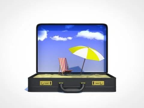 Briefcase beach vacation Stock Illustration