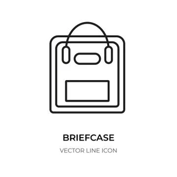Briefcase black line icon case business bag vector Stock Illustration