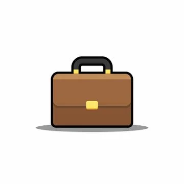 Briefcase Black Stroke and Shadow icon vector isolated. Illustrazione stock