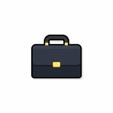 Briefcase Black Stroke and Shadow icon vector isolated. Stock Illustration
