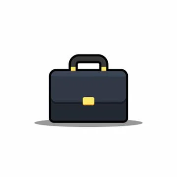 Briefcase Black Stroke and Shadow icon vector isolated. Stock Illustration