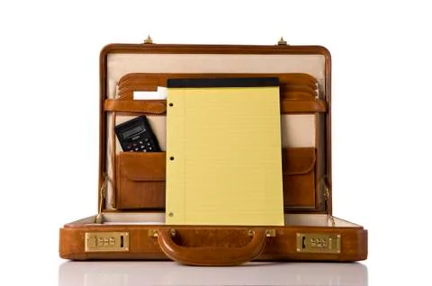 Briefcase with blank tablet Stock Photos