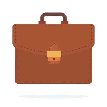 Briefcase for brown leather flat isolated Stock Illustration