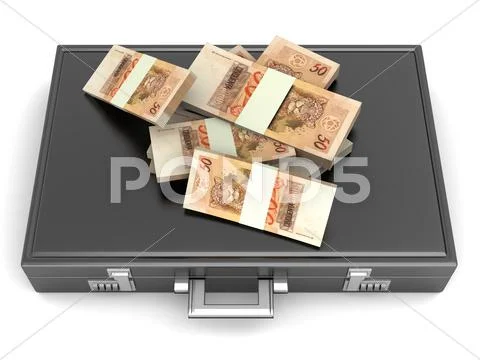 Briefcase with cash. Stock Illustration