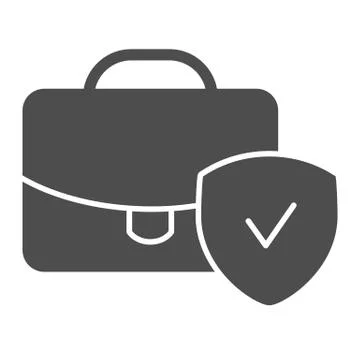 Briefcase with check mark solid icon. Suitcase with tick vector illustration Stock Illustration