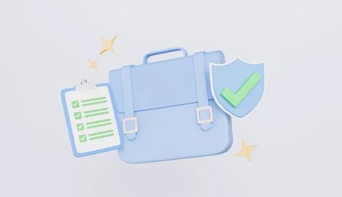 Briefcase with checklist and shield icons, organized management in professional 스톡 일러스트