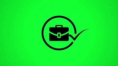 Briefcase with checkmark animation on green screen, job search, hiring, and.. Stock Footage 344855181