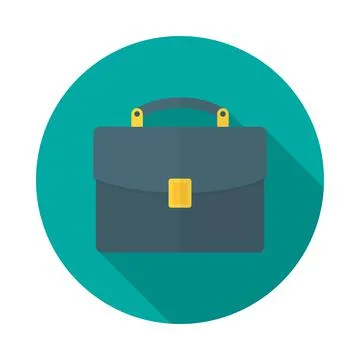 Briefcase circle icon with long shadow. Flat design style. Stock Illustration