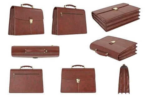 Briefcase classic brown set Stock Illustration