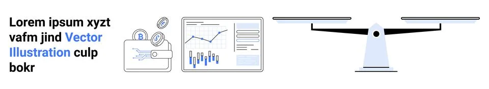 Briefcase with clock and bar chart, data analytics screen, and balance scale  Stock Illustration