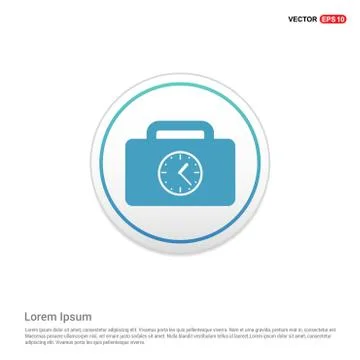 Briefcase with Clock Icon - white circle button Stock Illustration