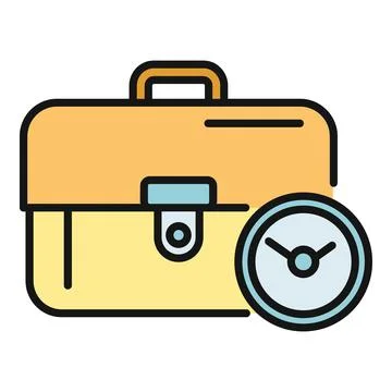 Briefcase with clock representing business work time management イラスト素材