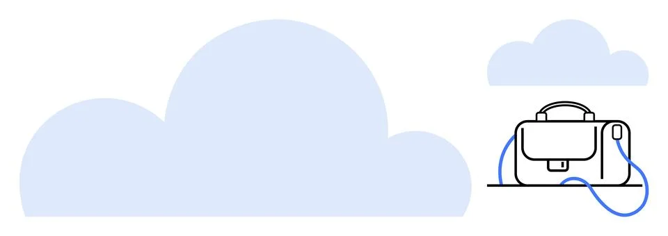 Briefcase connected to cloud symbolizing data storage. Ideal for business, tr Stock Illustration
