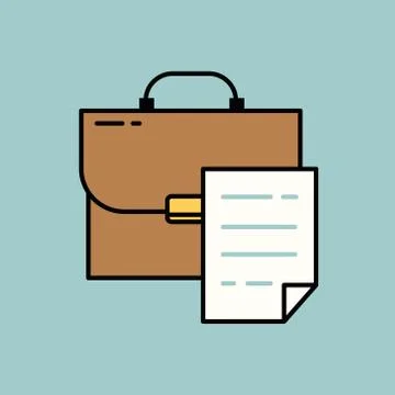Briefcase with document. Flat design vector illustration. Stock Illustration