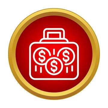 Briefcase with dollar coins representing financial wealth icon Stock Illustration