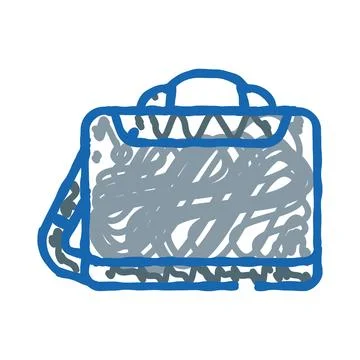 Briefcase doodle drawing blue icon graphic Stock Illustration