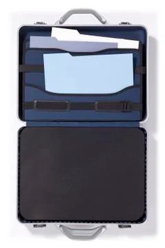 Briefcase with files on White Background Stock Photos
