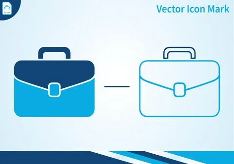 Briefcase flat and outline icon set for business documents. Stock Illustration