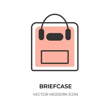 Briefcase flat line icon bag business case vector Stock Illustration