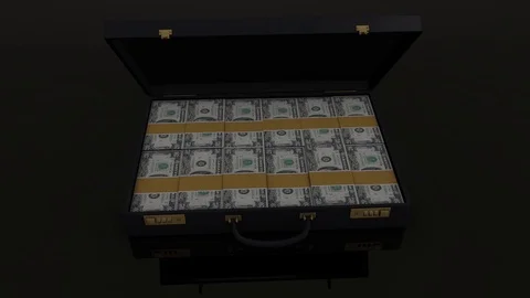 Briefcase full dollars Video stock 92931052