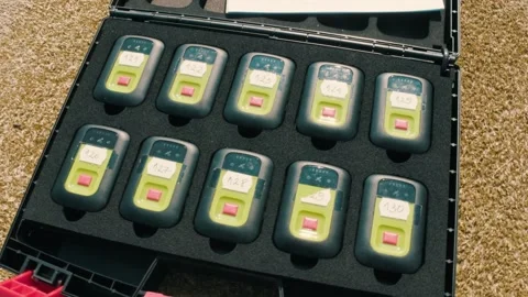 A briefcase full of GPS trackers. Stock Footage 266967371