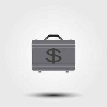 Briefcase full of money icon. Simple illustration of briefcase full of money. Stock Illustration