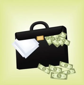 Briefcase full of money Stock Illustration