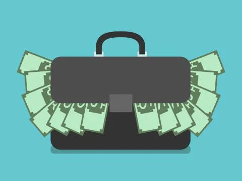 Briefcase full of money Stock Illustration