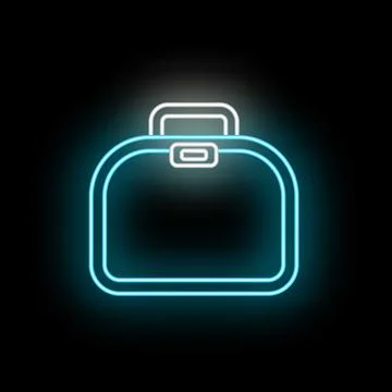 Briefcase glowing neon light on dark background Stock Illustration