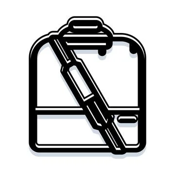 Briefcase with handle and strap outline icon Illustration