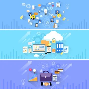 Briefcase Handshake Computer Cloud Storage Social Media Communication 스톡 일러스트
